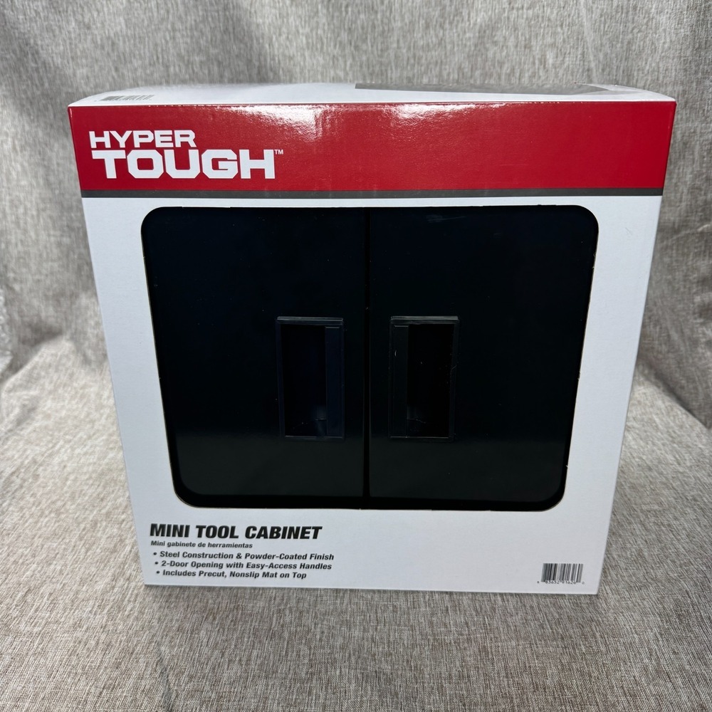 Hyper Tough Mini Tool Cabinet Black Steel 2 Door Workbench Storage NIB